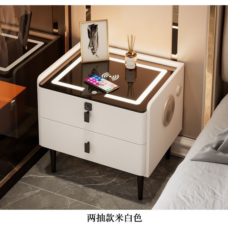 Wireless Charging Solid Wood Night Stand with speaker