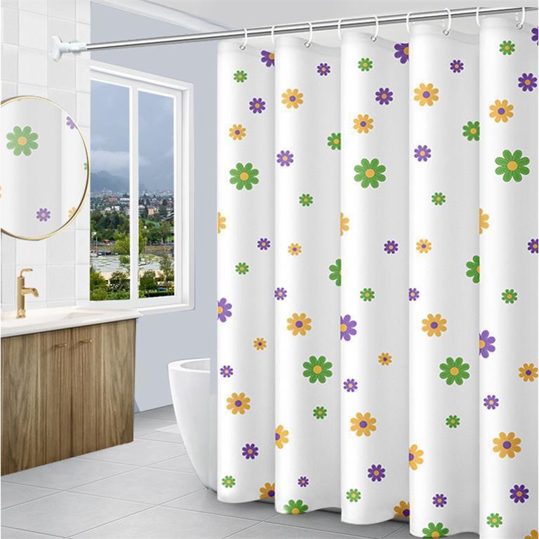 Bathroom peva shower curtain waterproof (send hanging ring) free punching