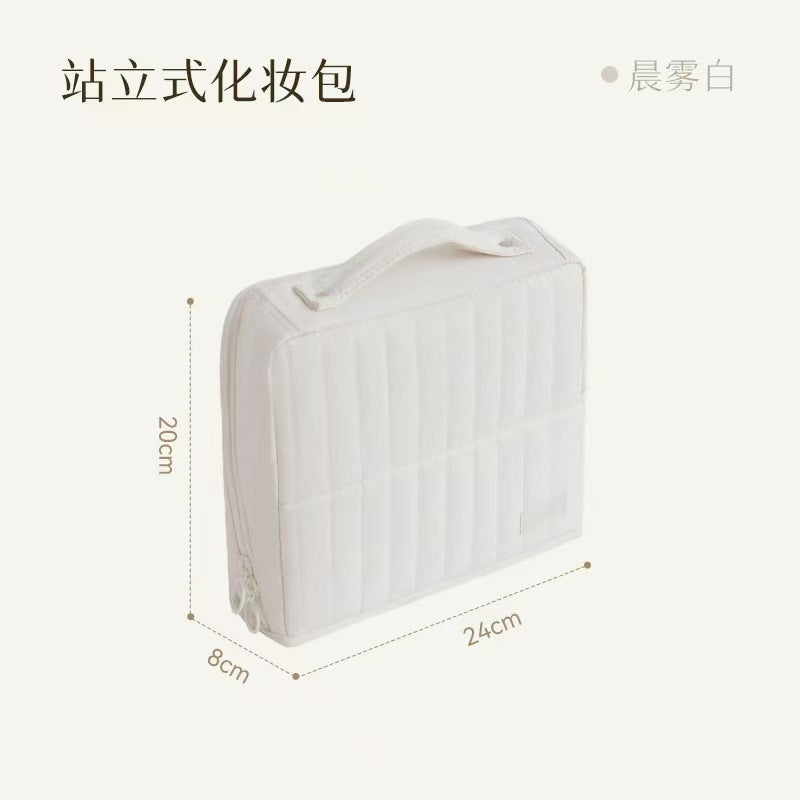 Vertical cosmetic bag partition layered toilet bag 9 * 3 * 8 inch