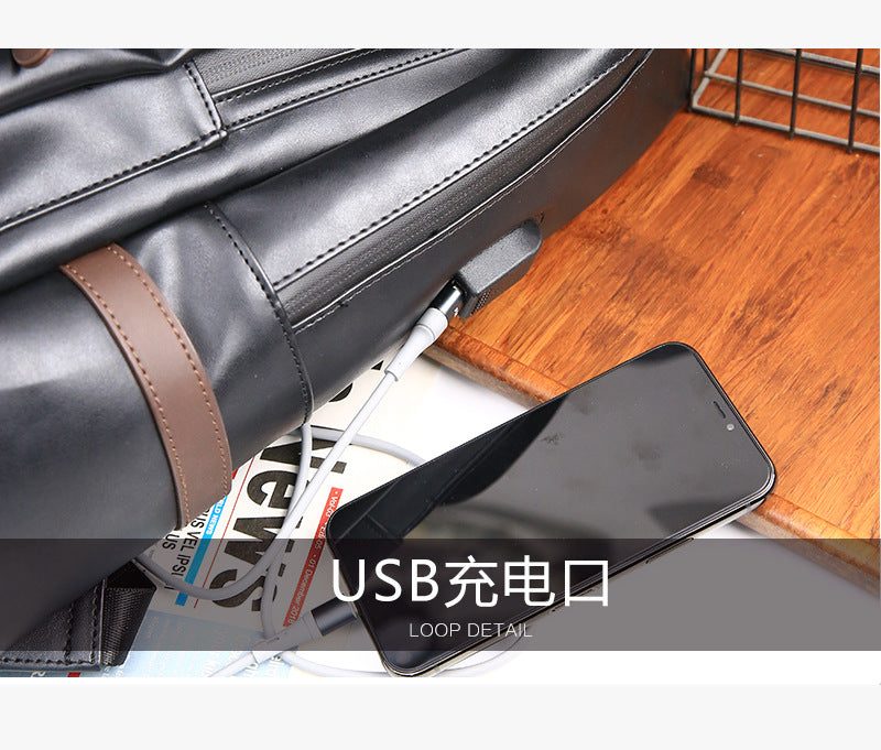 PU Back Backpack USB Charging Backpack