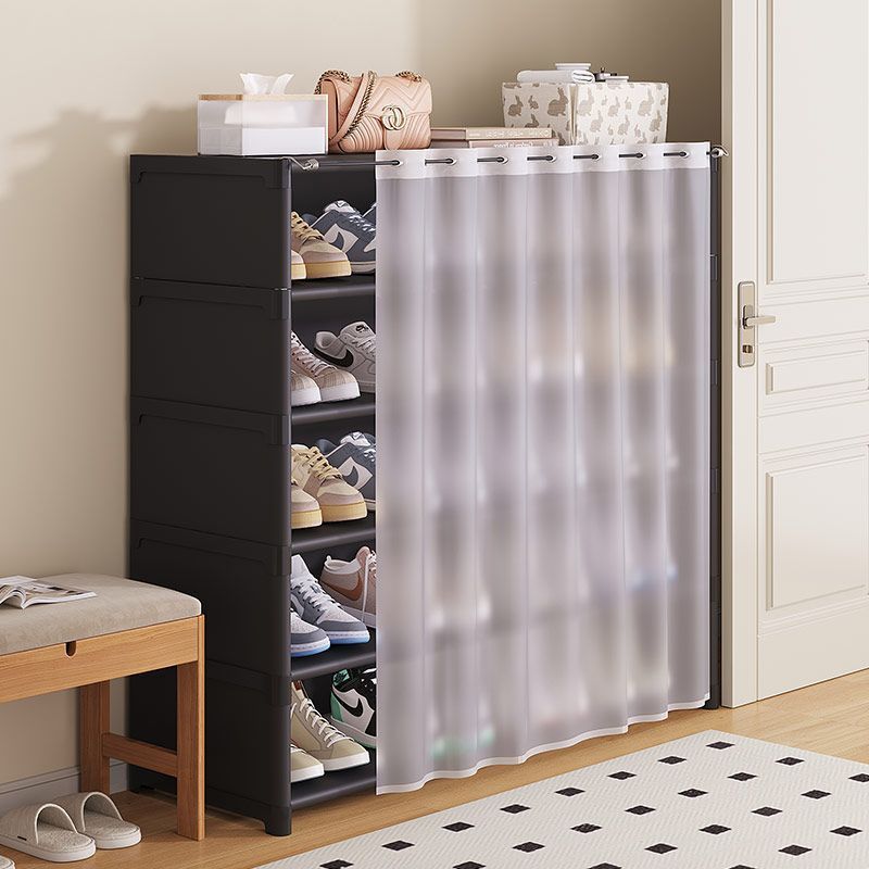 Floor-to-ceiling rack, shoe rack with curtain