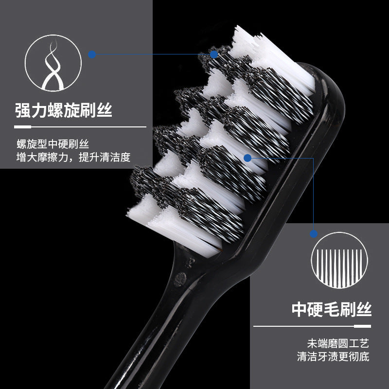 Wave medium hard bristle toothbrush spiral