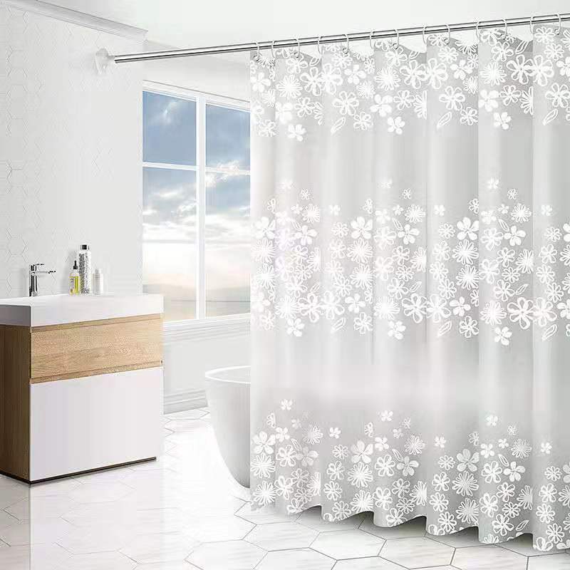 Bathroom peva shower curtain waterproof (send hanging ring) free punching