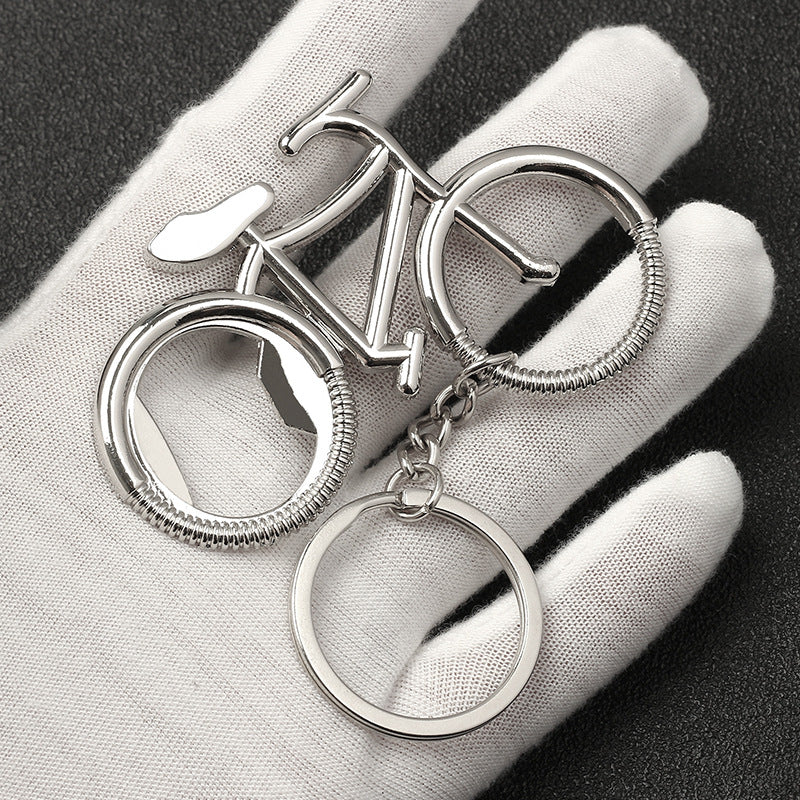 Bottle opener bicycle keychain