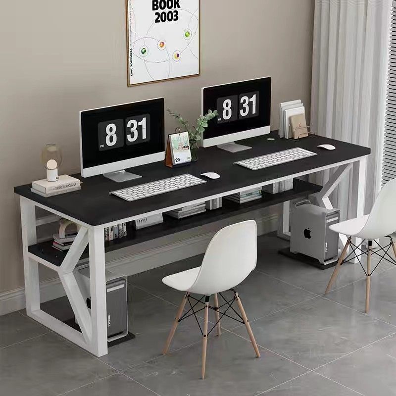 Double computer desk Double layer household desk