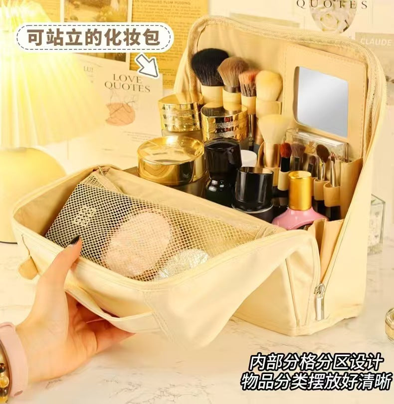 Vertical cosmetic bag partition layered toilet bag 9 * 3 * 8 inch