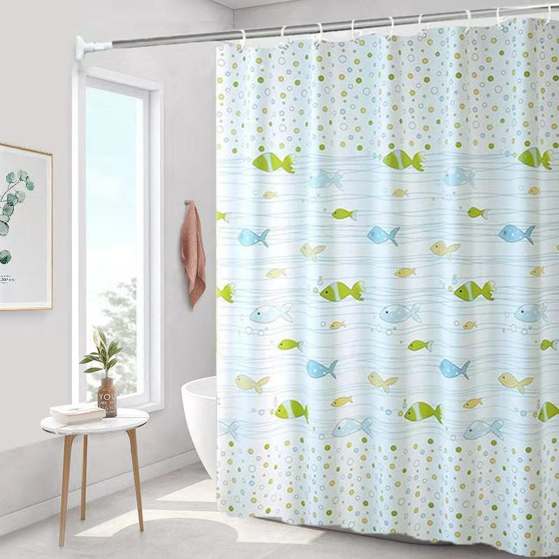 Bathroom peva shower curtain waterproof (send hanging ring) free punching