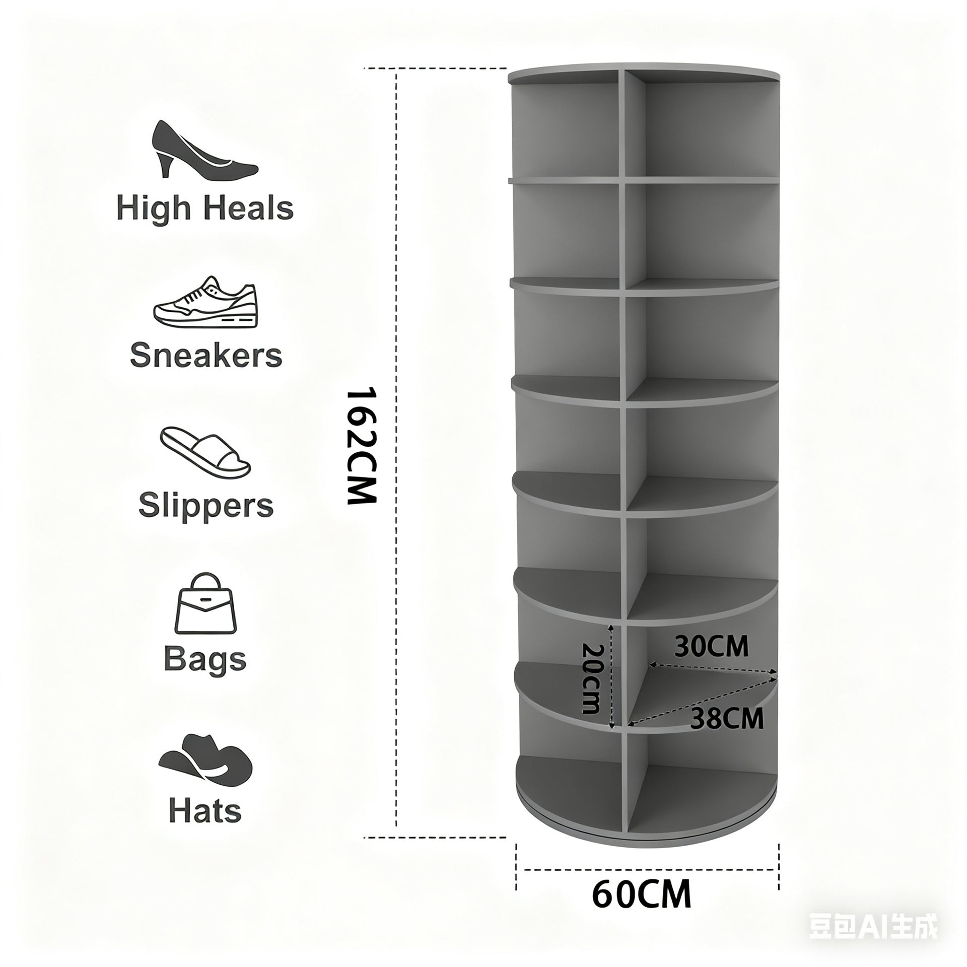 Rotating shoe rack 360 degrees 7 floors