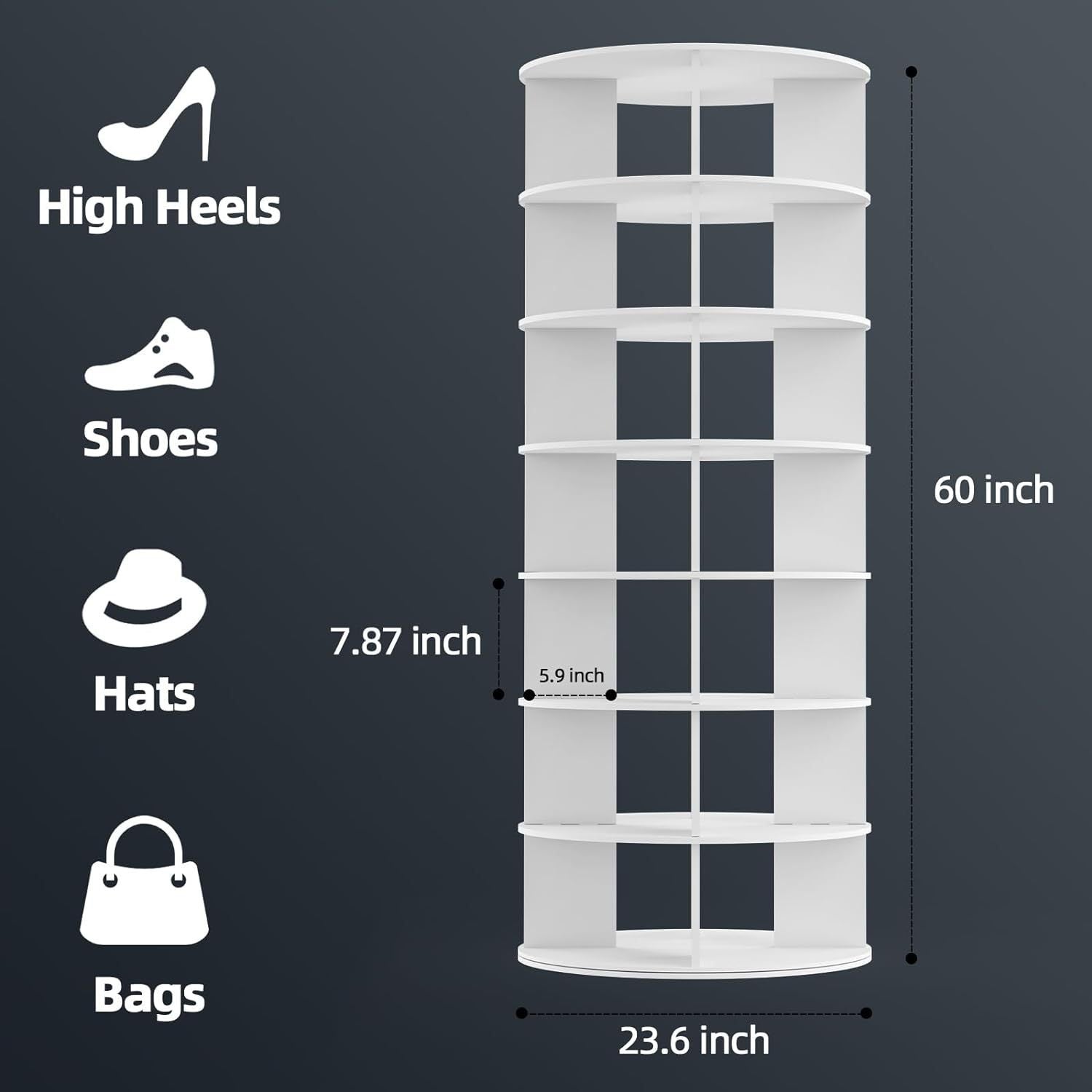 Rotating shoe rack 360 degrees 7 floors