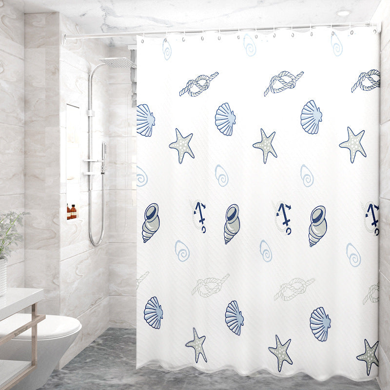 Bathroom peva shower curtain waterproof (send hanging ring) free punching