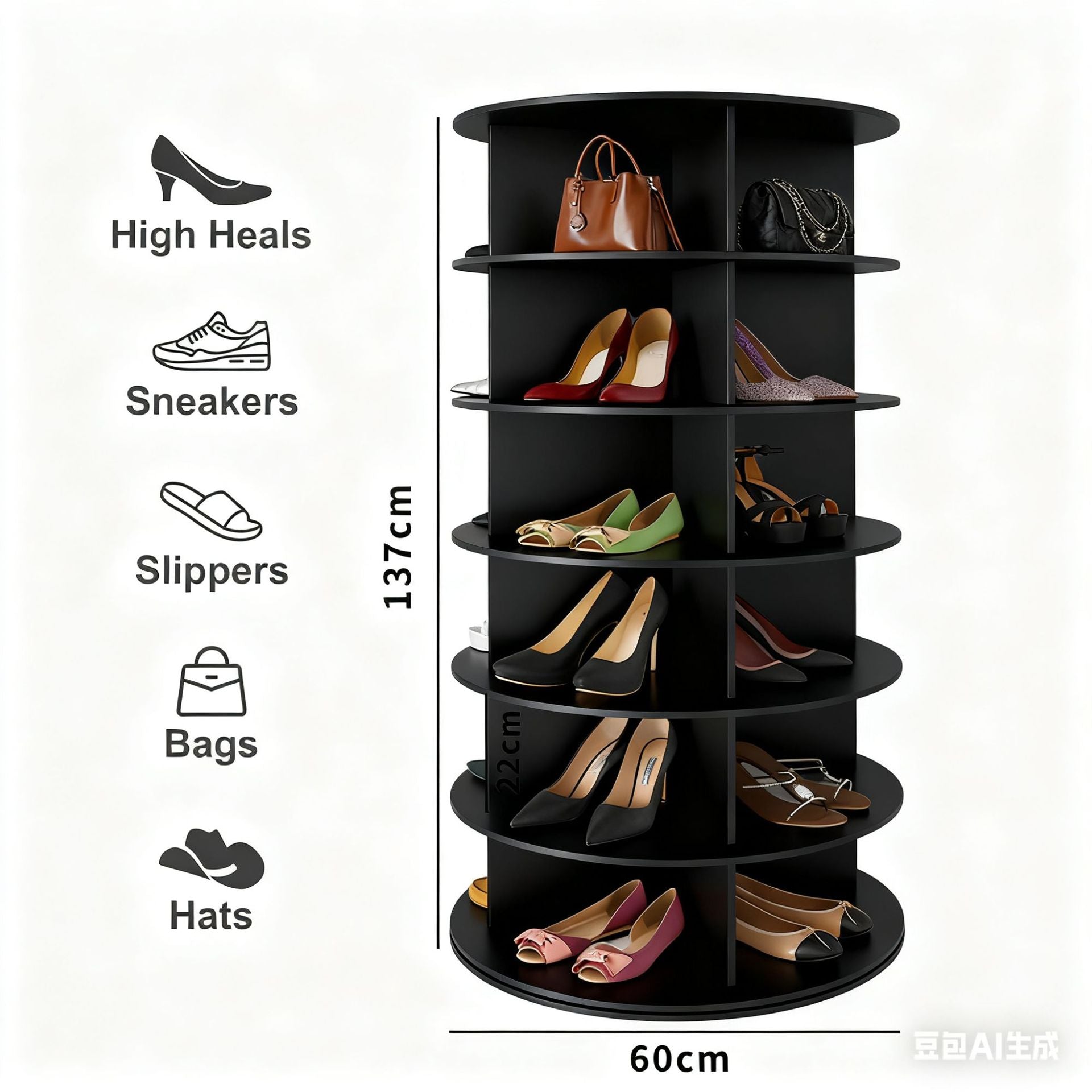 Rotating shoe rack 360 degrees 7 floors
