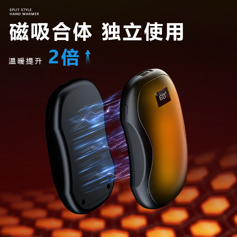 Magnetic Detachable 2-in-1  Hand Warmer with Digital Display