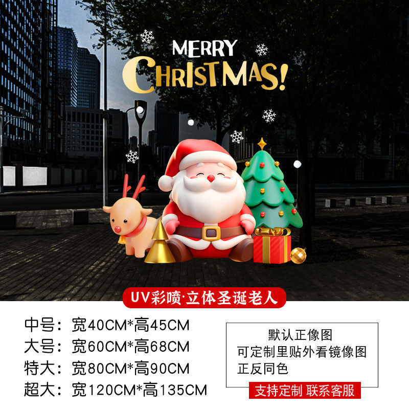 Christmas decoration glass door stickers