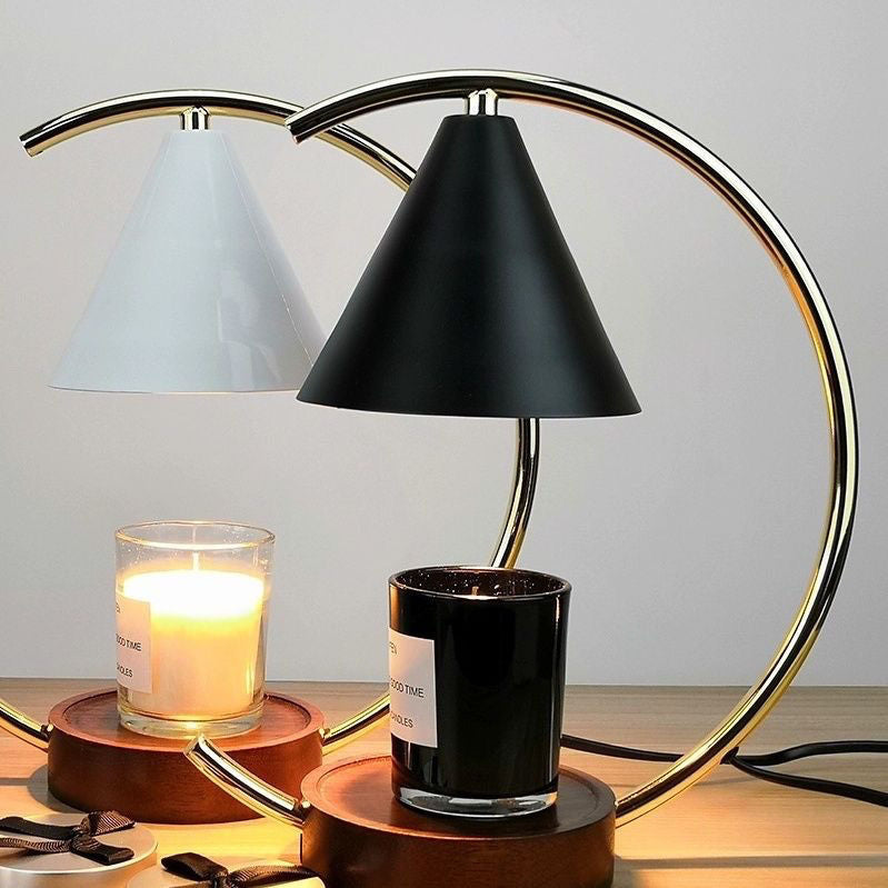 crescent walnut base (send 2 light bulbs) candle warmer lamp