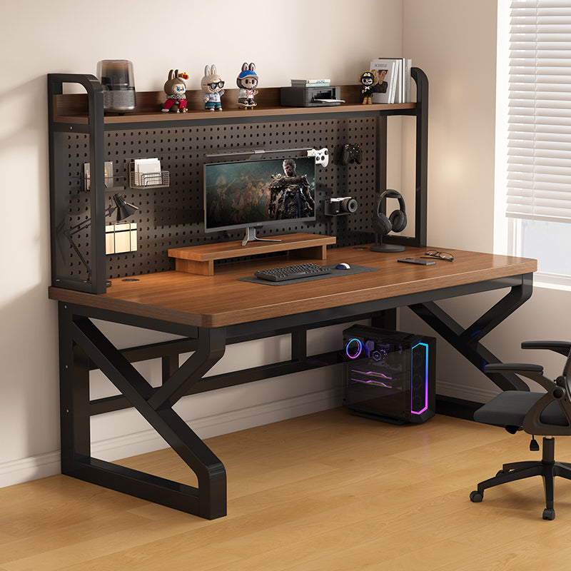 Solid wood desk with perforated panel (1.2 inch tabletop)