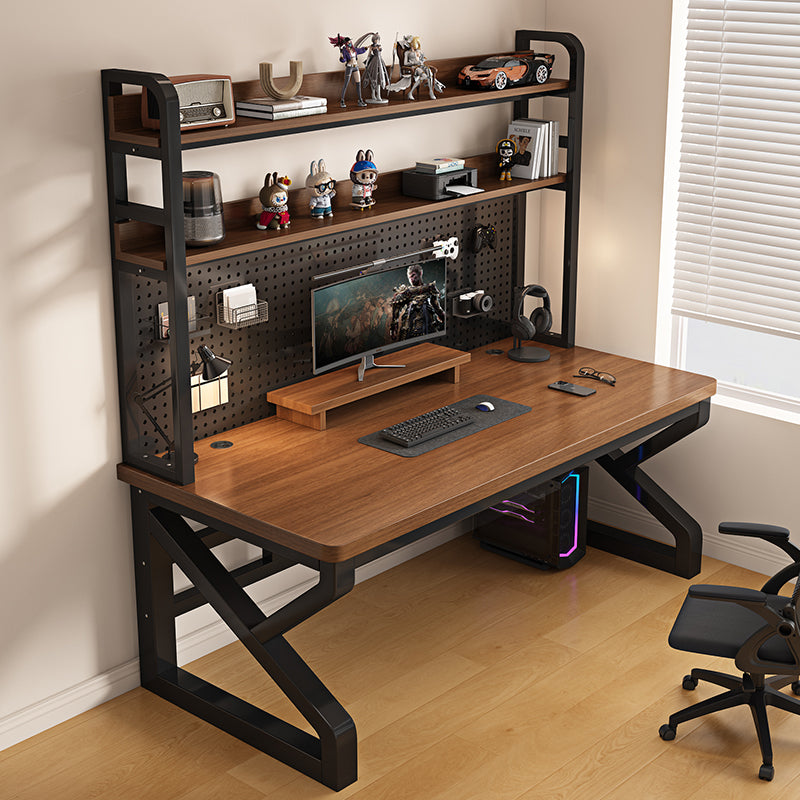 Solid wood desk with perforated panel (1.2 inch tabletop)