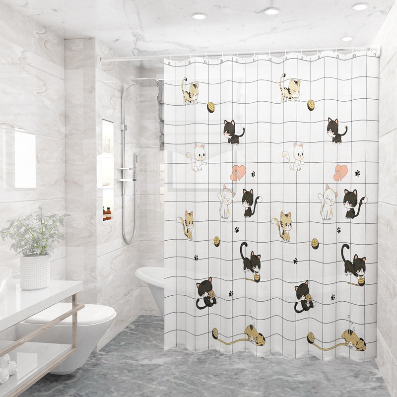 Bathroom peva shower curtain waterproof (send hanging ring) free punching