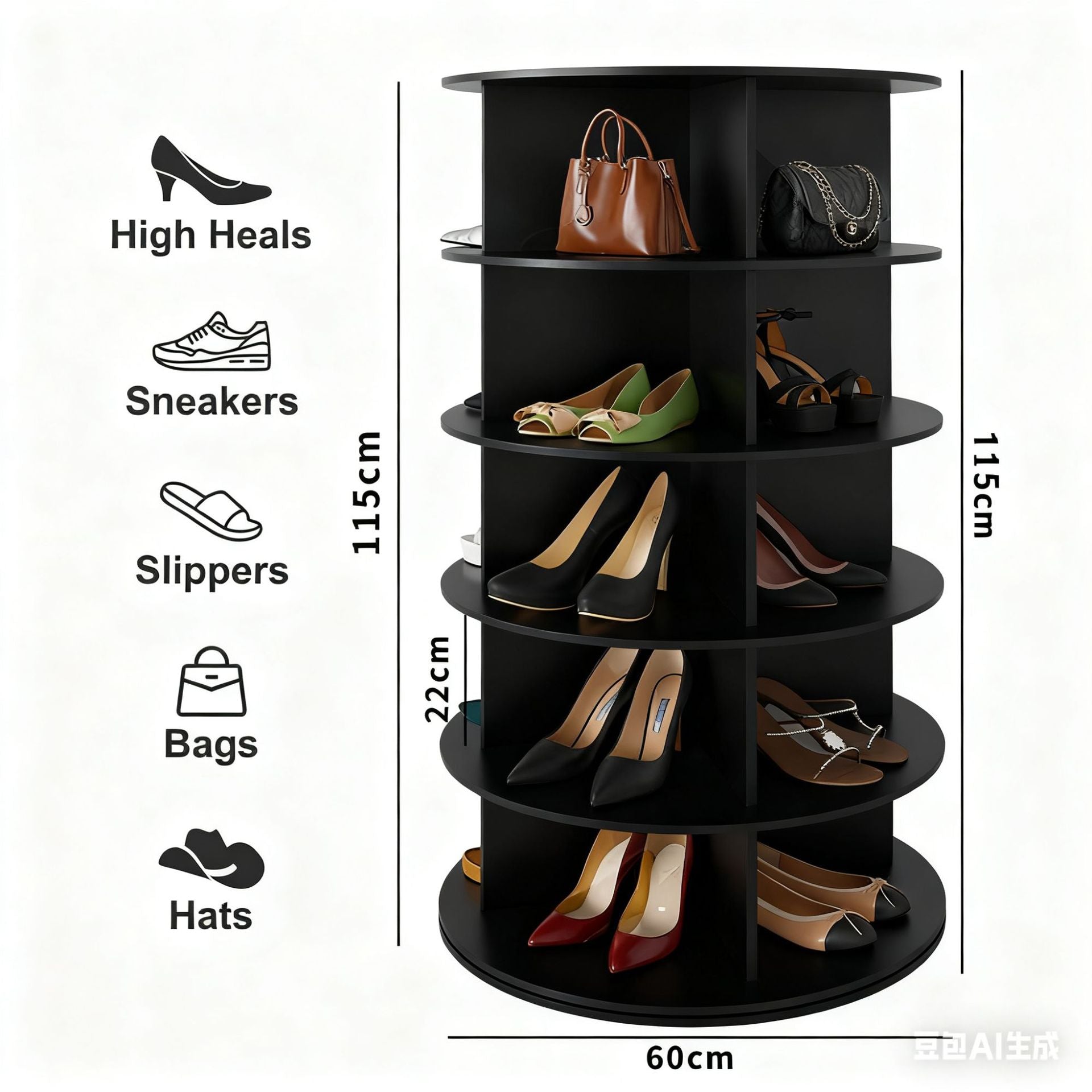 Rotating shoe rack 360 degrees 7 floors