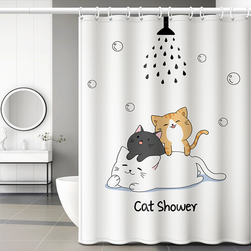 Shower curtain thickened waterproof without punching