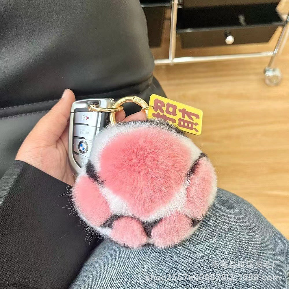 Tiger Tail Real Rabbit Hair Car Keychain Tiger Claw