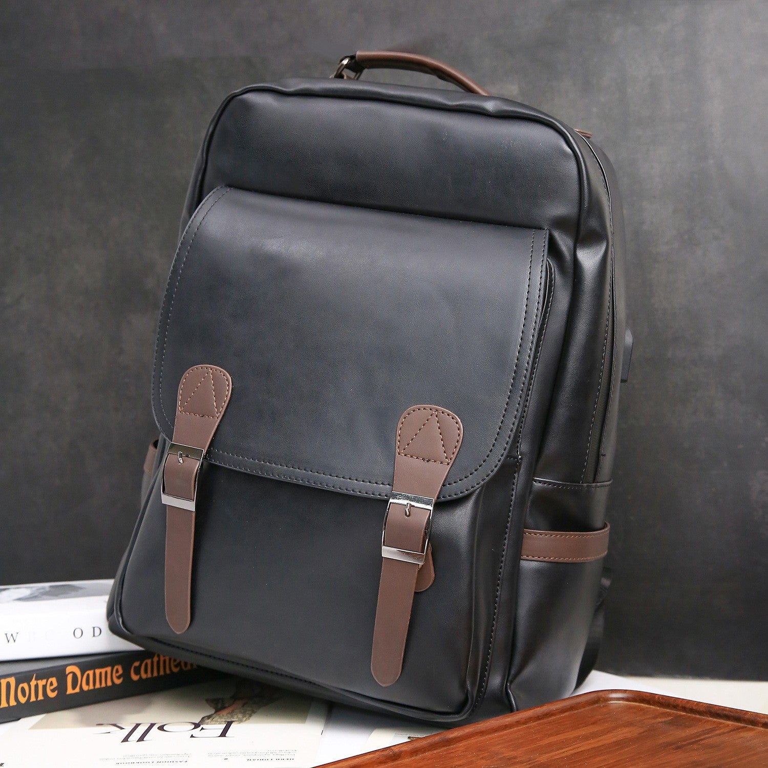 PU Back Backpack USB Charging Backpack