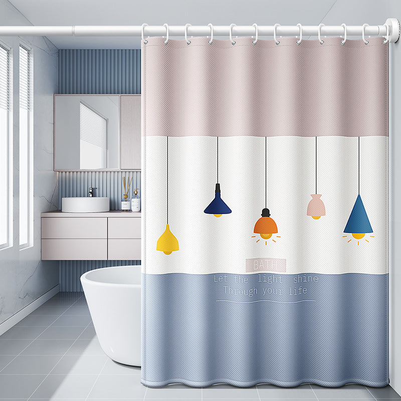 Shower curtain thickened waterproof without punching