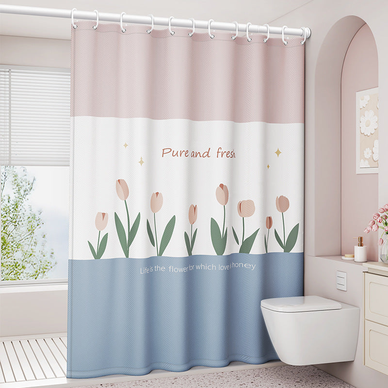 Shower curtain thickened waterproof without punching