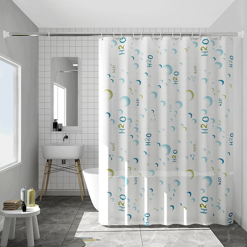 Bathroom peva shower curtain waterproof (send hanging ring) free punching