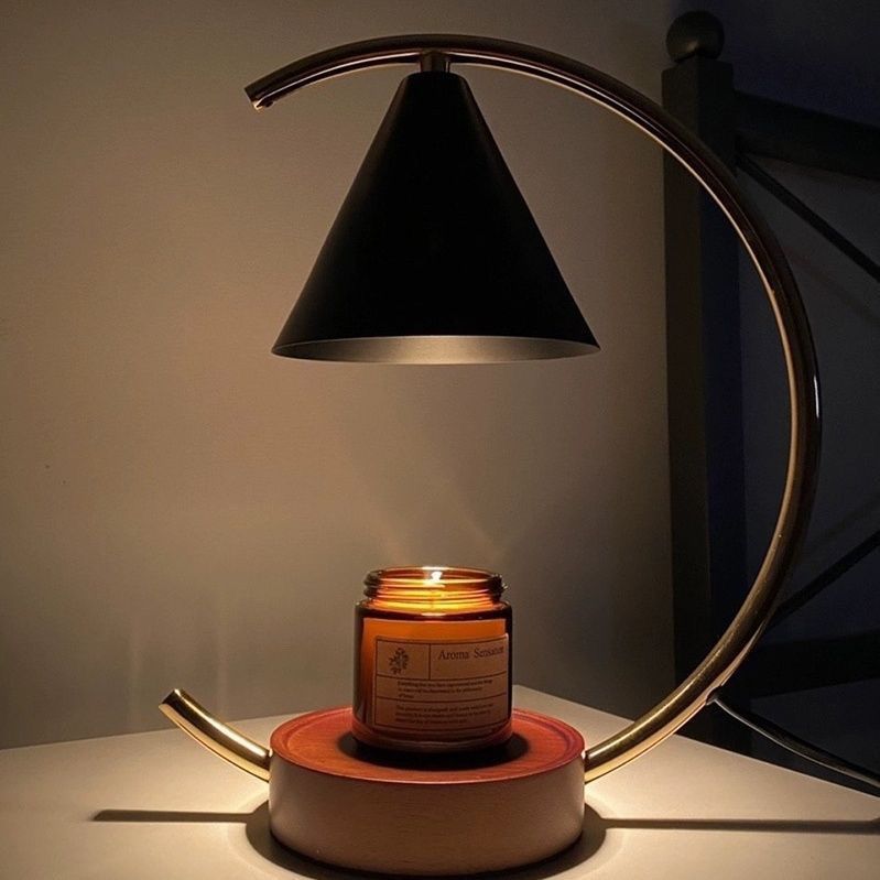 crescent walnut base (send 2 light bulbs) candle warmer lamp