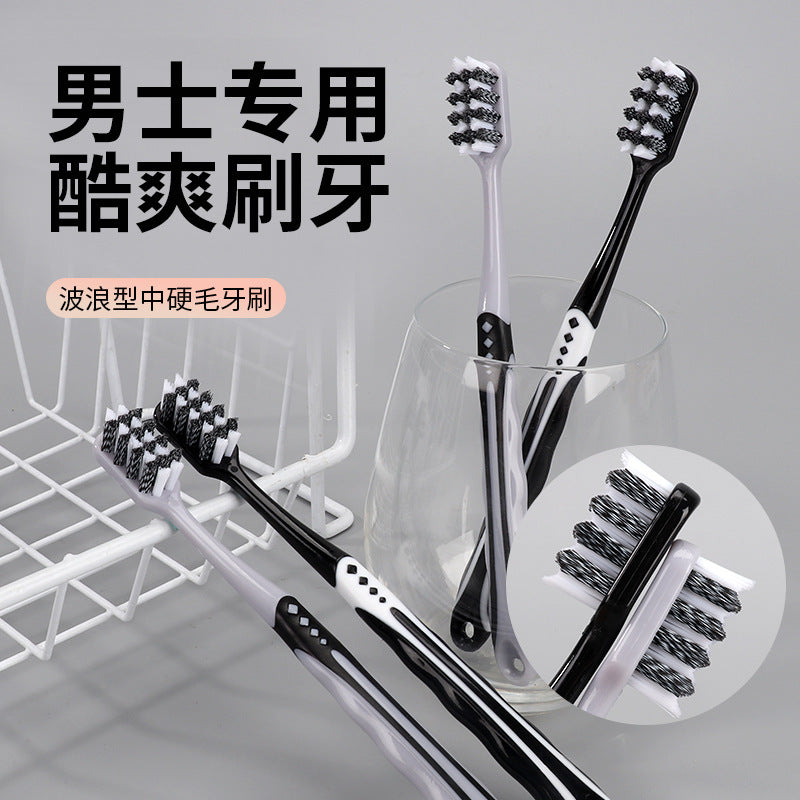 Wave medium hard bristle toothbrush spiral