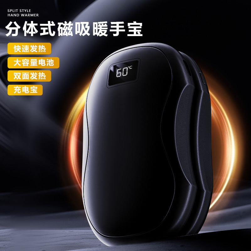 Magnetic Detachable 2-in-1  Hand Warmer with Digital Display