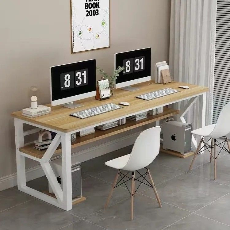 Double computer desk Double layer household desk