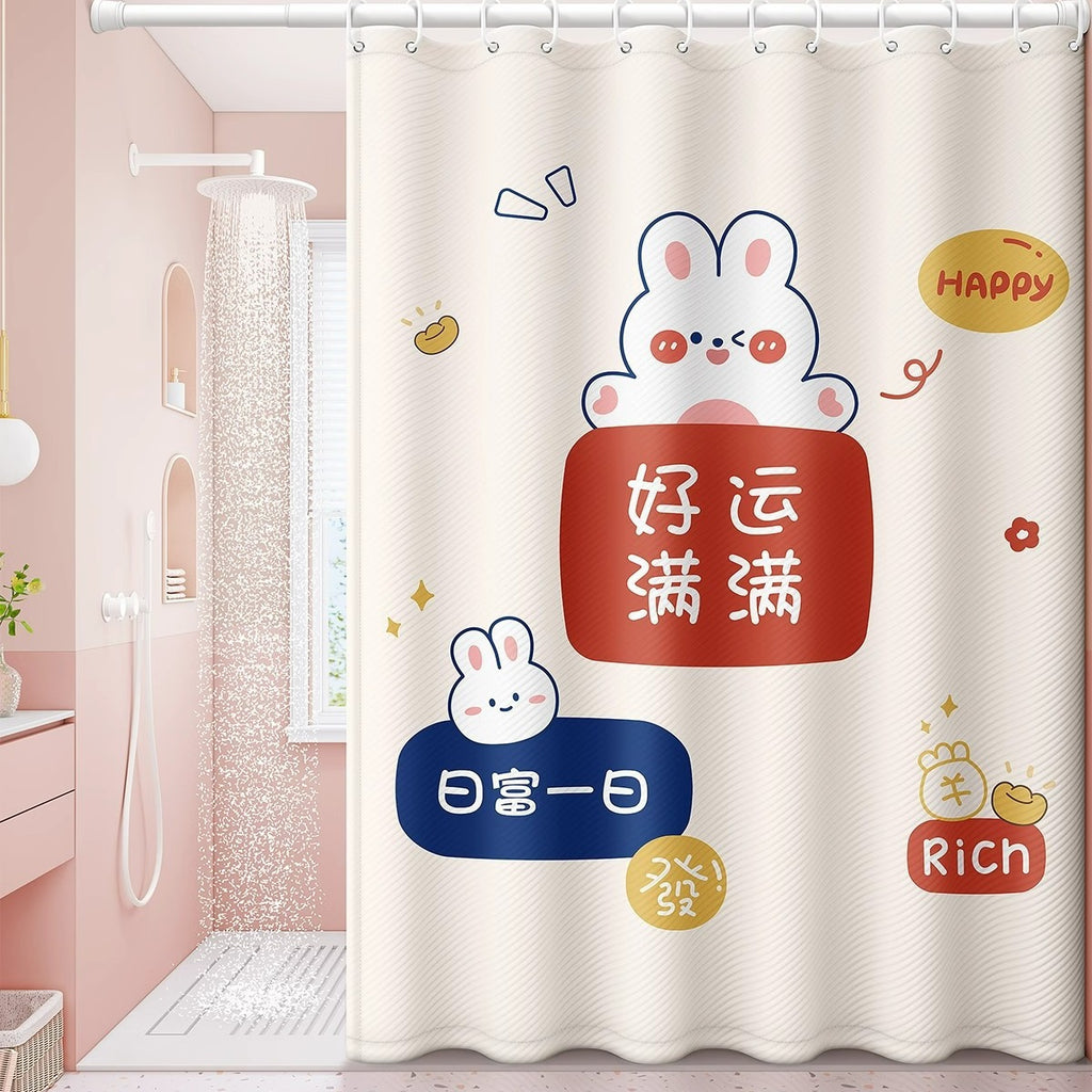 Shower curtain thickened waterproof without punching