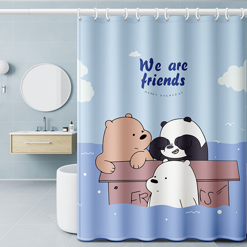 Shower curtain thickened waterproof without punching