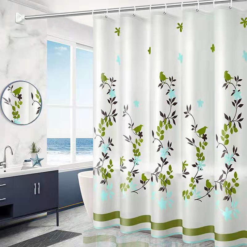 Bathroom peva shower curtain waterproof (send hanging ring) free punching