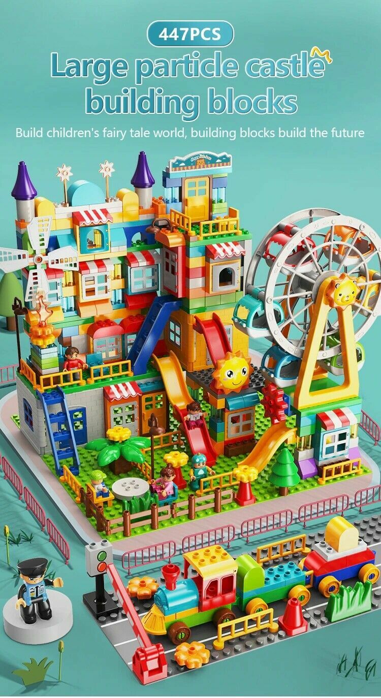 DIY Big Block Kids Building Windmill Town/Ferris Wheel Educational 178/447 PCS