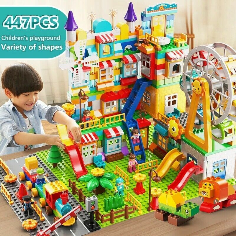 DIY Big Block Kids Building Windmill Town/Ferris Wheel Educational 178/447 PCS