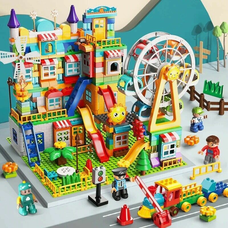 DIY Big Block Kids Building Windmill Town/Ferris Wheel Educational 178/447 PCS